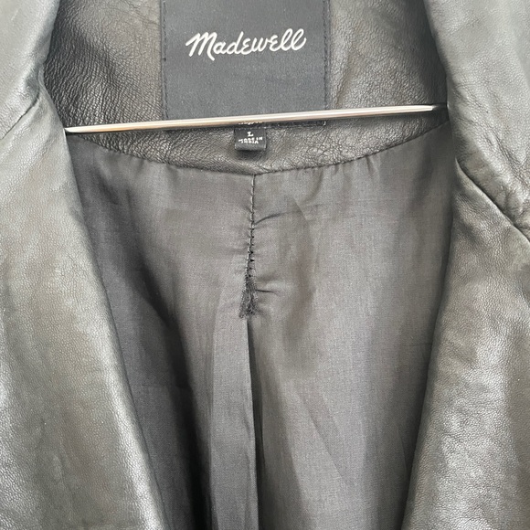 Madewell The Washed Leather Motorcycle Jacket in Black Size Large - Picture 7 of 13
